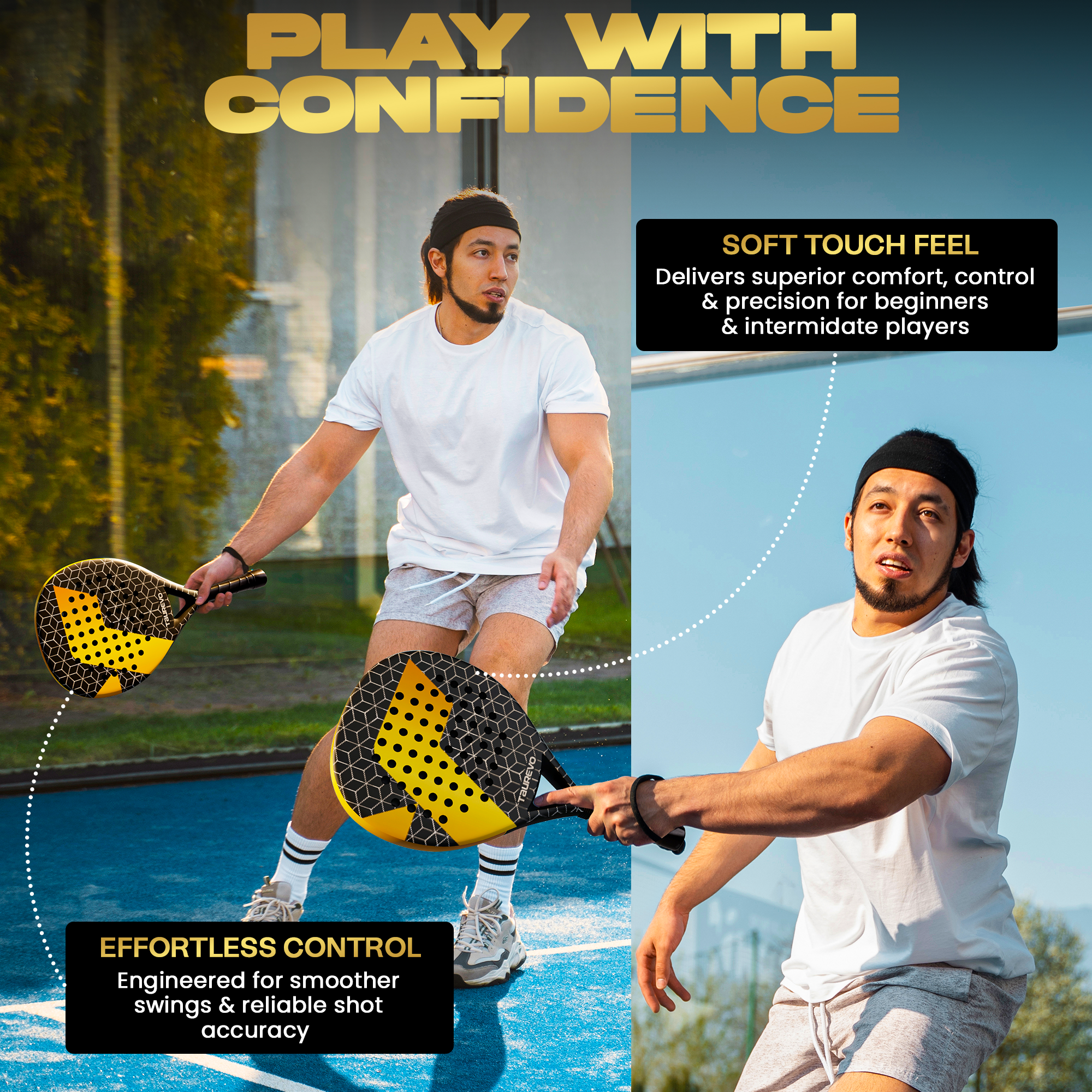 TAUREVO Carbon Fiber Padel Racket Golden