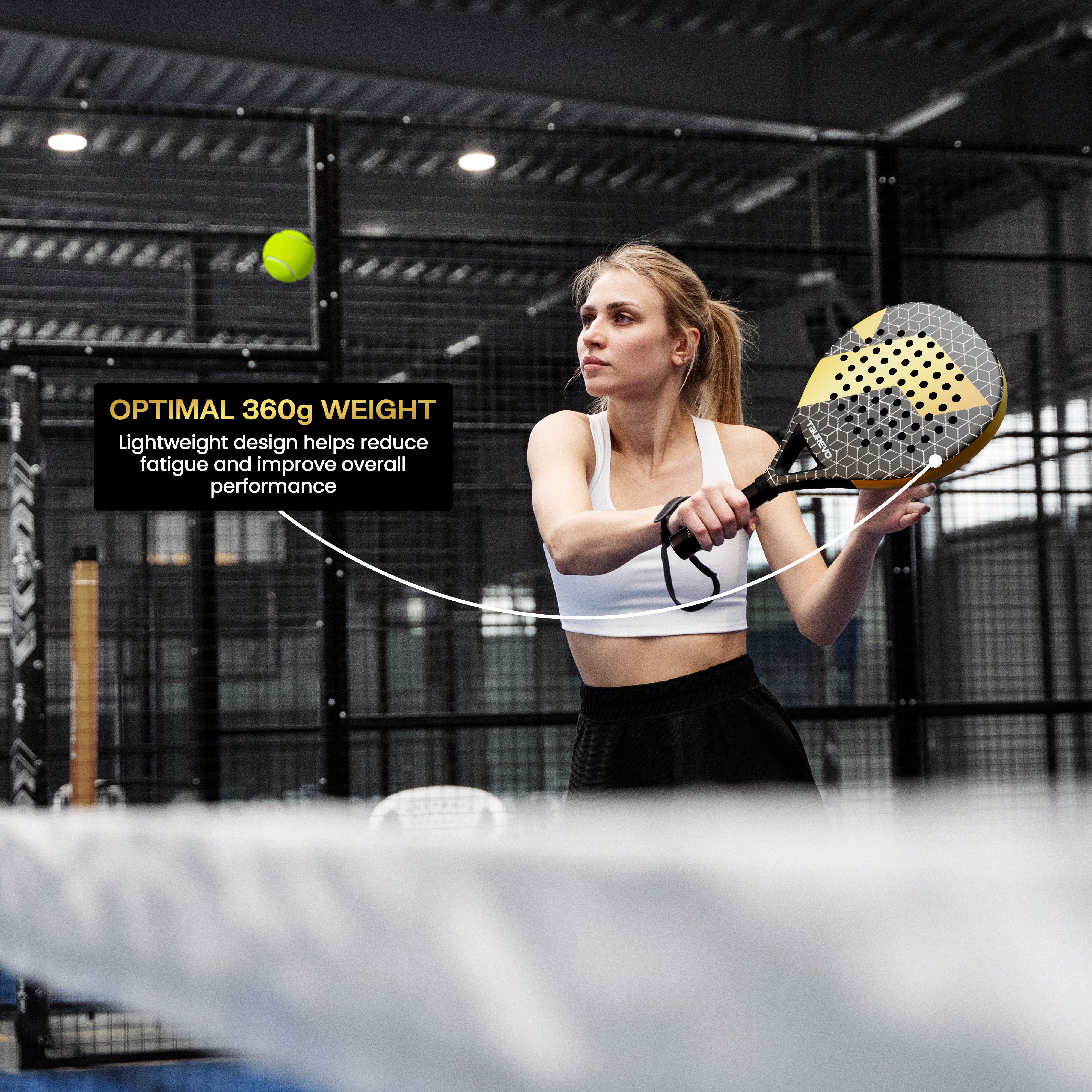 TAUREVO Carbon Fiber Padel Racket Golden