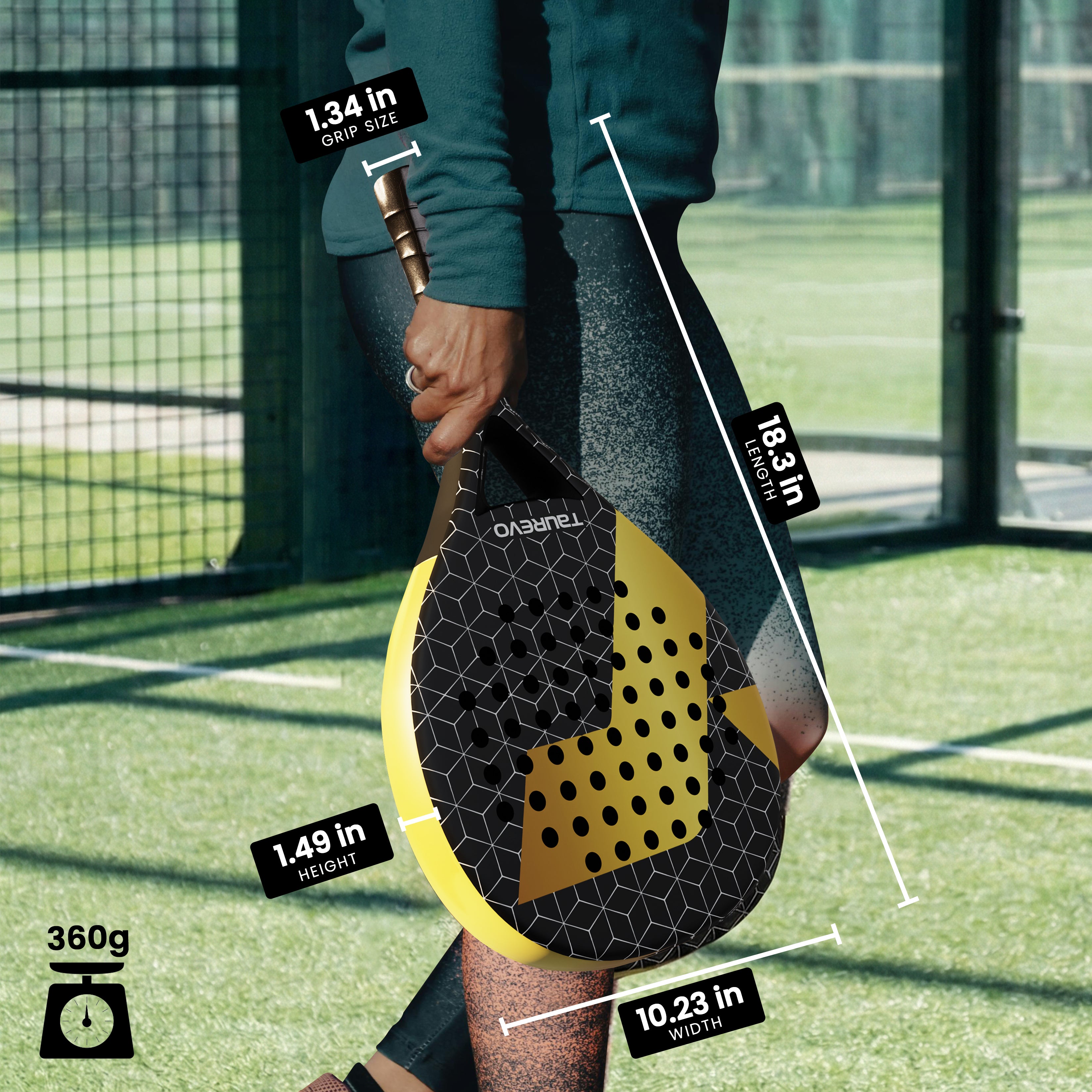 TAUREVO Carbon Fiber Padel Racket Golden